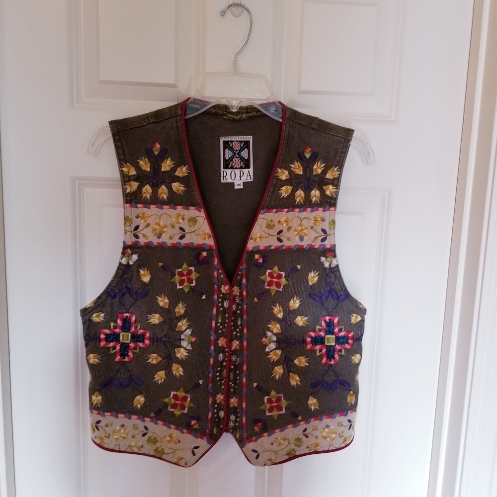 Hand Embroidered Boho vest .